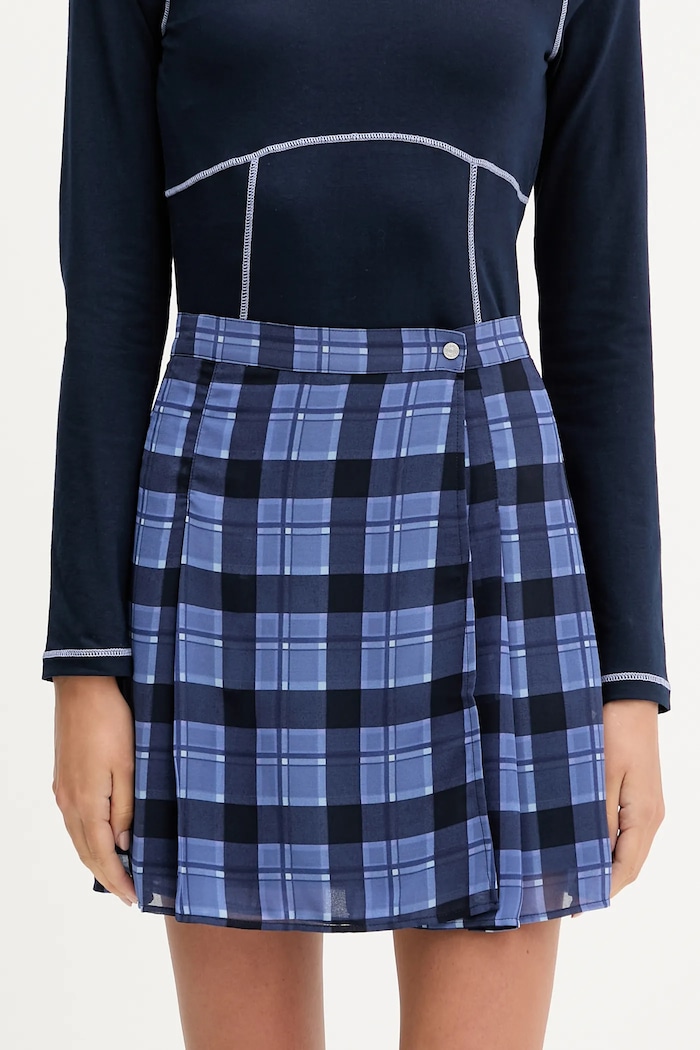 Sukňa Tommy Jeans látka tmavomodrá DW0DW21460