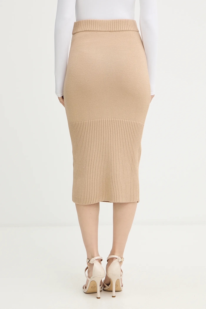 Odzież Armani Exchange spódnica z dodatkiem wełny XW001309.AF13774 beżowy