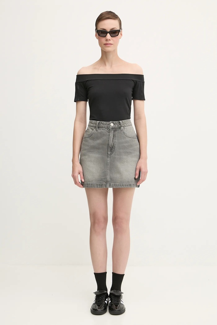 Rifľová sukňa adidas Originals Denim Mini Skt JW2657 sivá