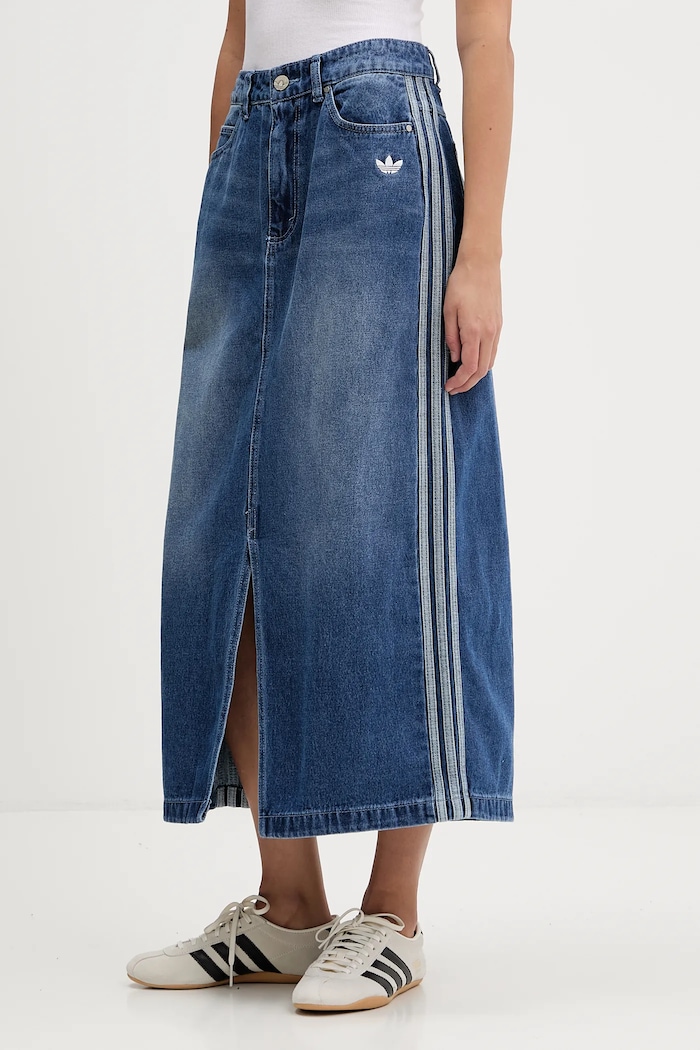 Юбка adidas Originals Denim Long Skt midi голубой JW2658