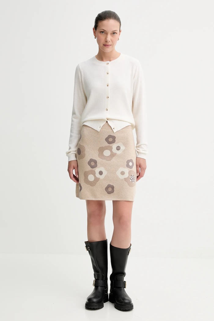 Vlnená sukňa Kenzo FF62JU6003CR béžová AW25