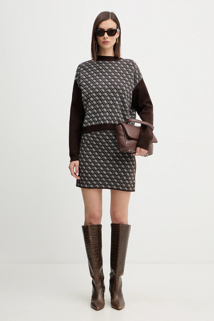 Guess szoknya gyapjú keverékből AUBREY W5BD81.Z3JD2 barna AW25