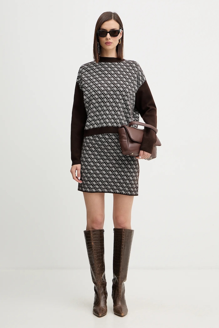 Guess szoknya gyapjú keverékből AUBREY W5BD81.Z3JD2 barna AW25