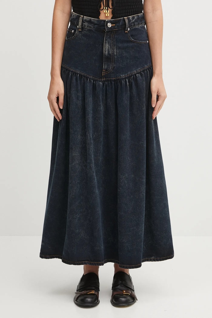 GANNI spódnica jeansowa Light Denim Long casual granatowy J1759