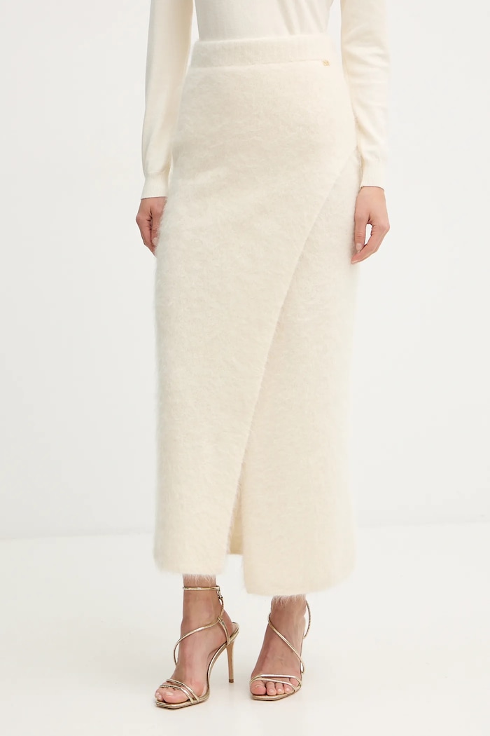 Sukňa s prímesou vlny Marciano by Guess AGNES pletenina béžová 5BGD02.5794Z
