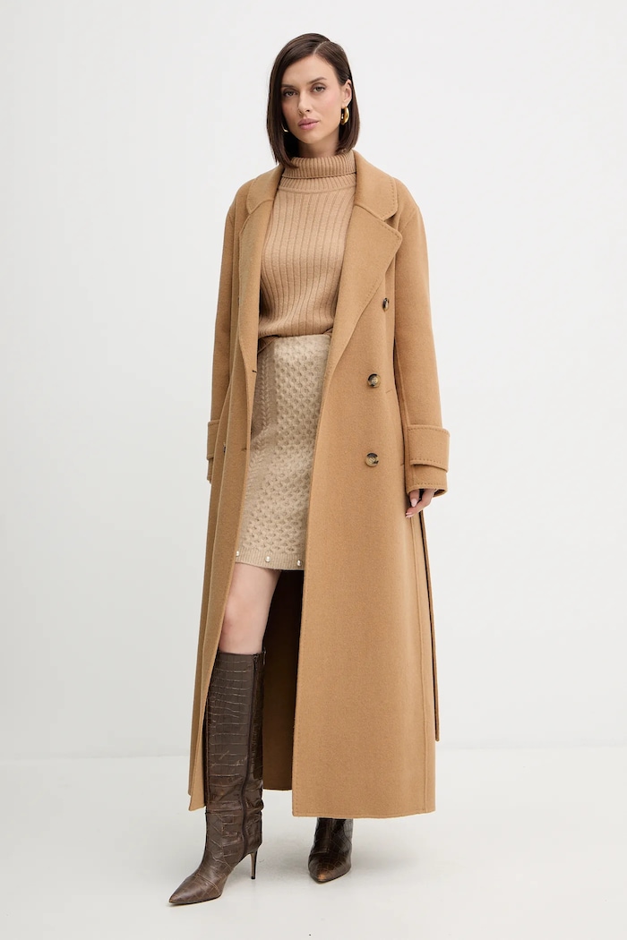 Twinset fustă din amestec de lână 252AP3044 bej AW25