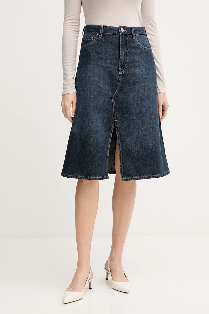 Tommy Hilfiger farmer szoknya farmer sötétkék WW0WW46776