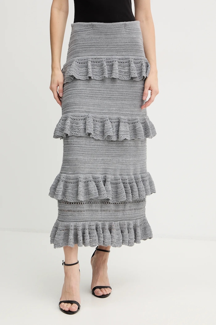 Luisa Spagnoli gonna in lana midi grigio 100223