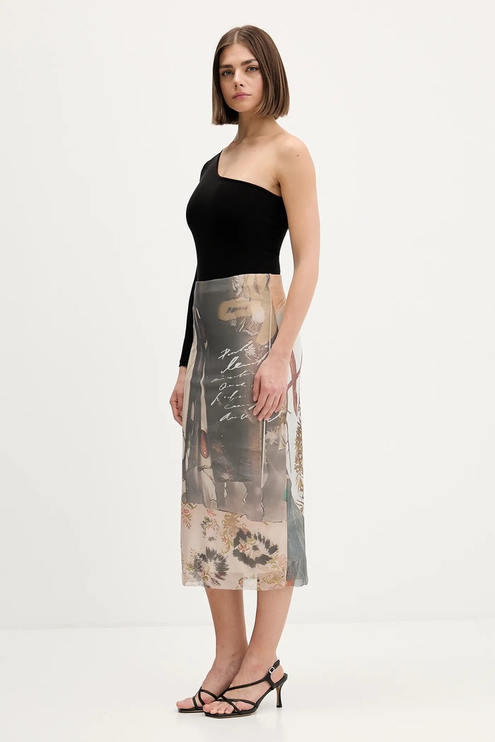 Desigual fustă COLLAGE 25WWFK05 maro AW25