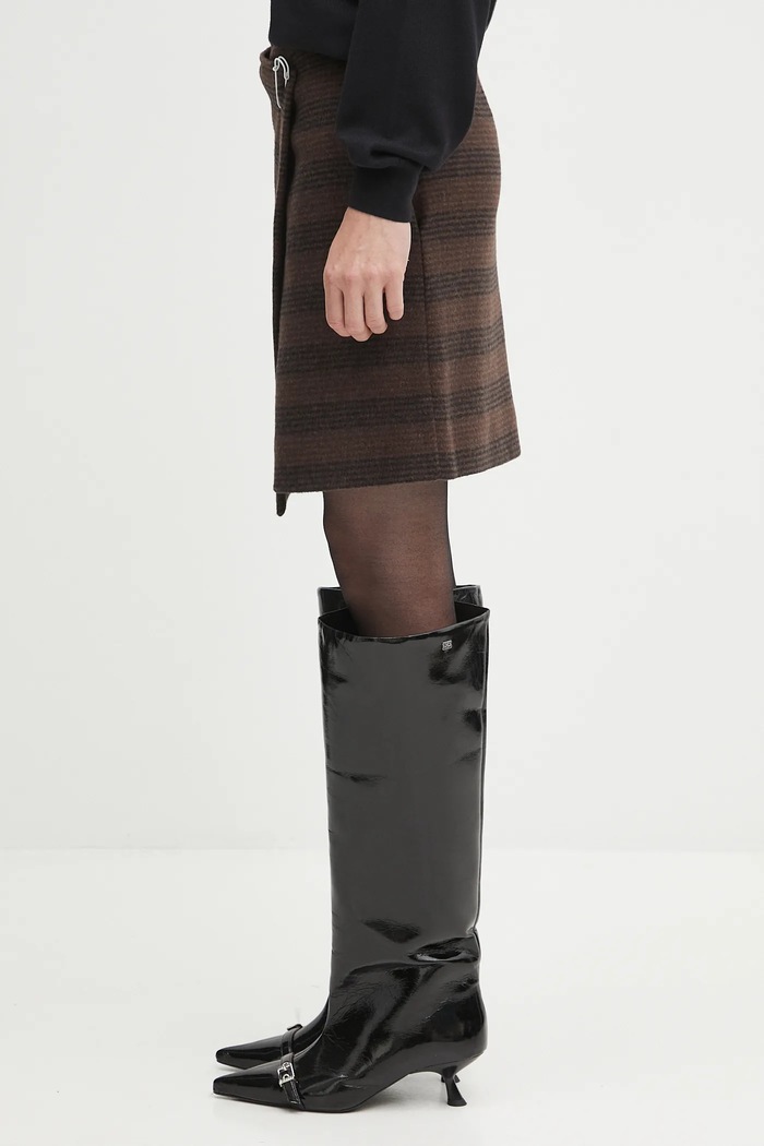 Μάλλινη φούστα MM6 Maison Margiela S52MC0013.M35472.001F καφέ AW25