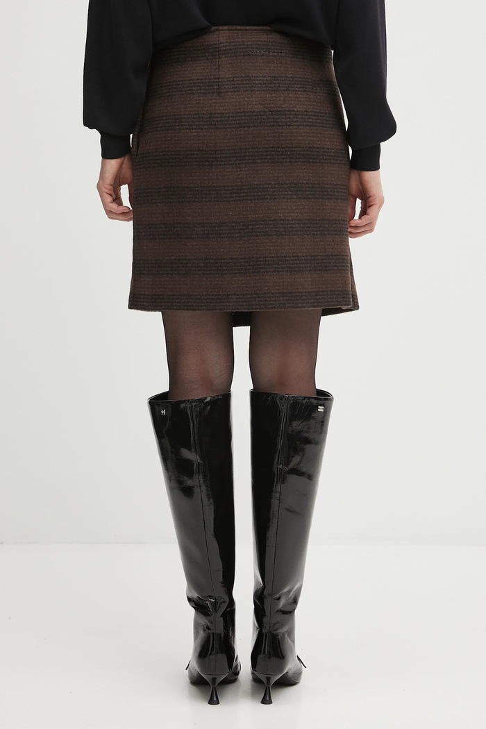 Îmbrăcăminte MM6 Maison Margiela fustă de lână S52MC0013.M35472.001F maro