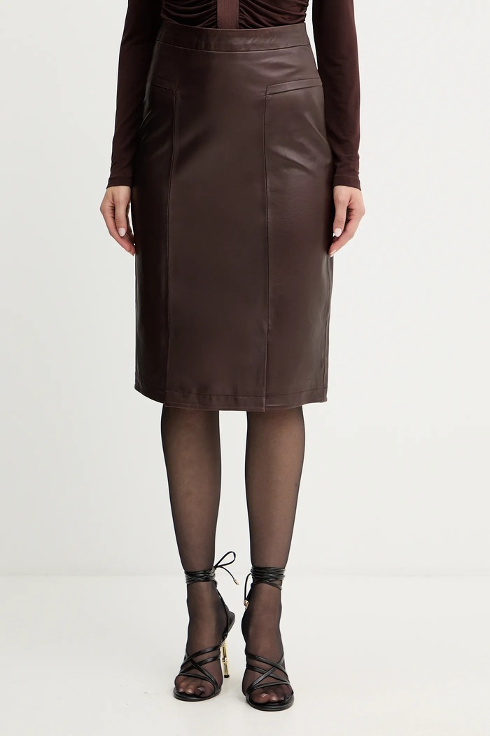 Usnjeno krilo Herve Leger Estella Mini rjava WLT3536273