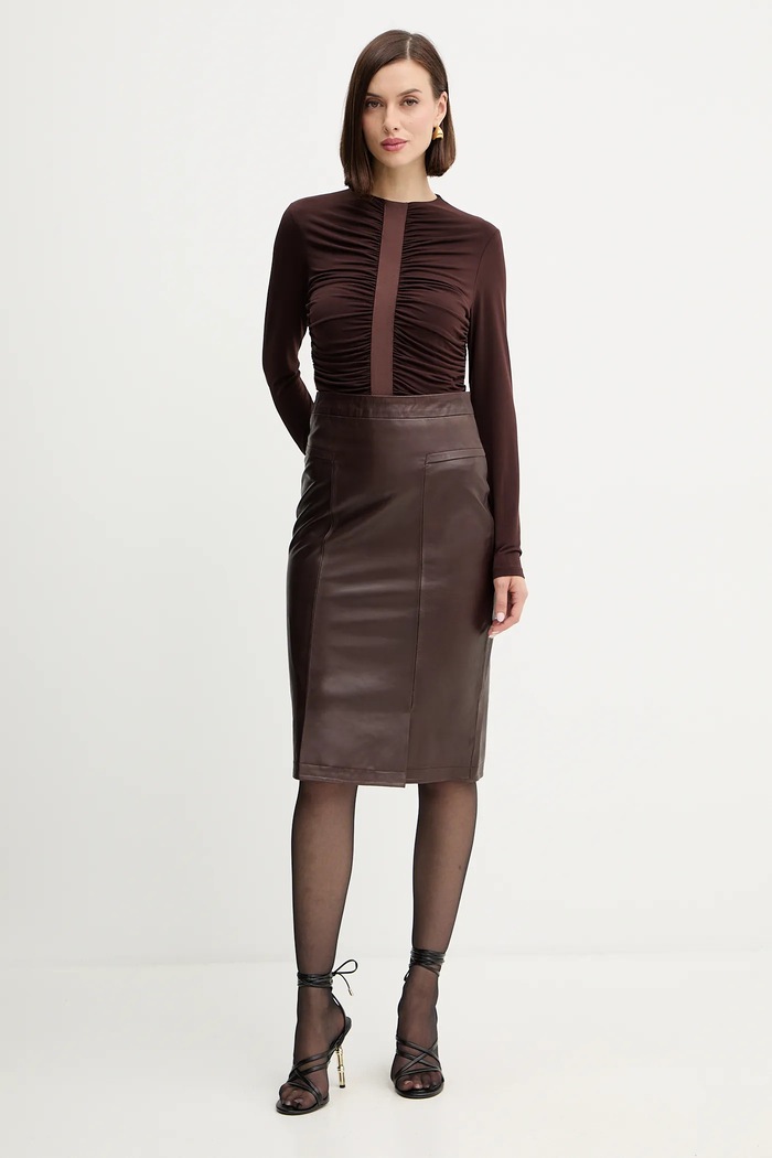 Usnjeno krilo Herve Leger Estella WLT3536273 rjava AW25