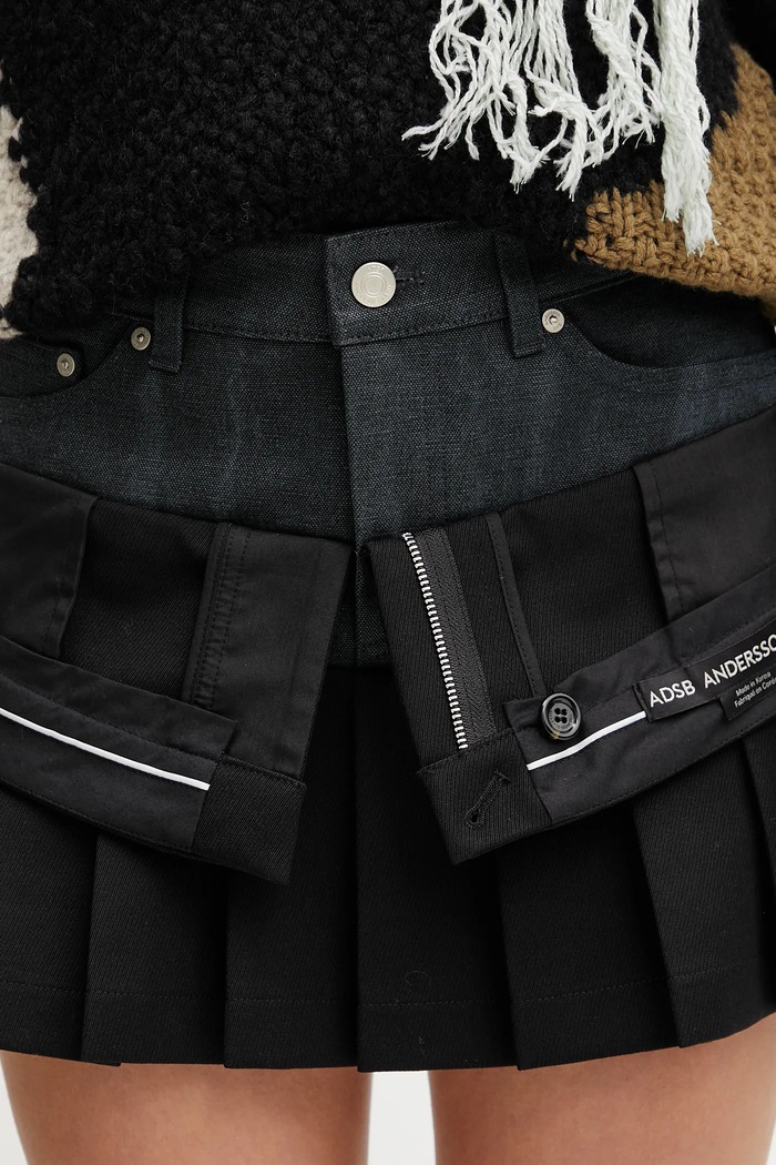 Andersson Bell wool blend skirt Inside Out Pleats black apa844w