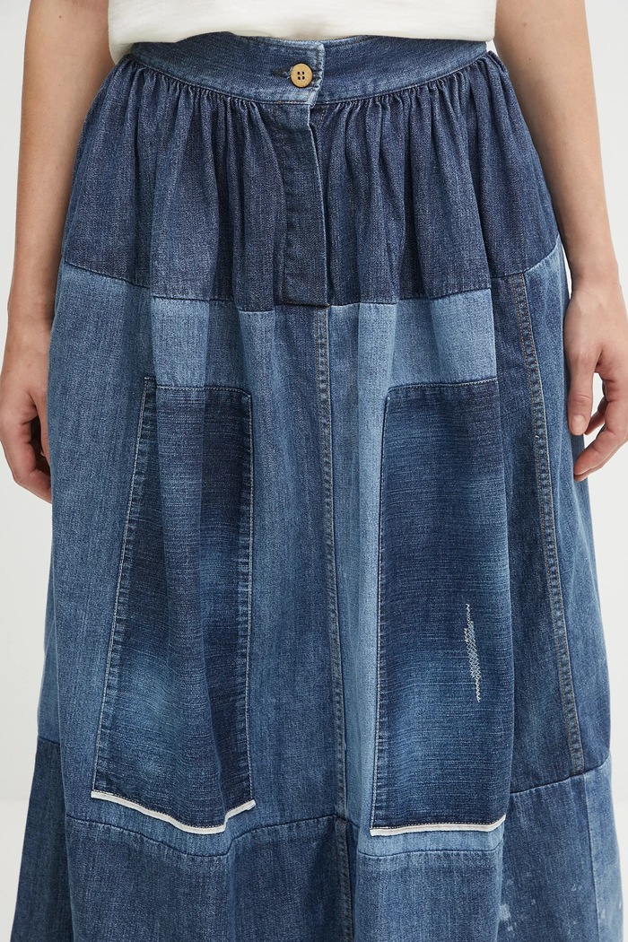 Visvim farmer szoknya ss elevation skirt p.w. kék 325105005003