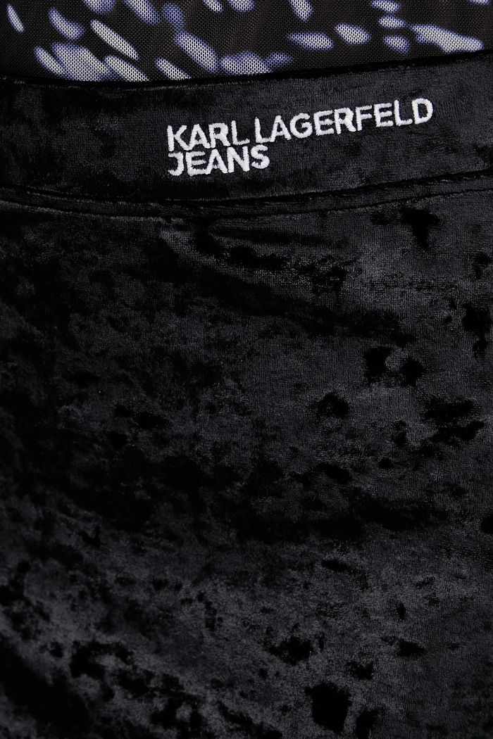 Zamatová sukňa Karl Lagerfeld Jeans čierna A4W12003