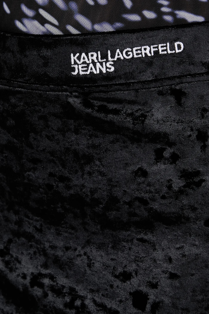 Zamatová sukňa Karl Lagerfeld Jeans čierna A4W12003