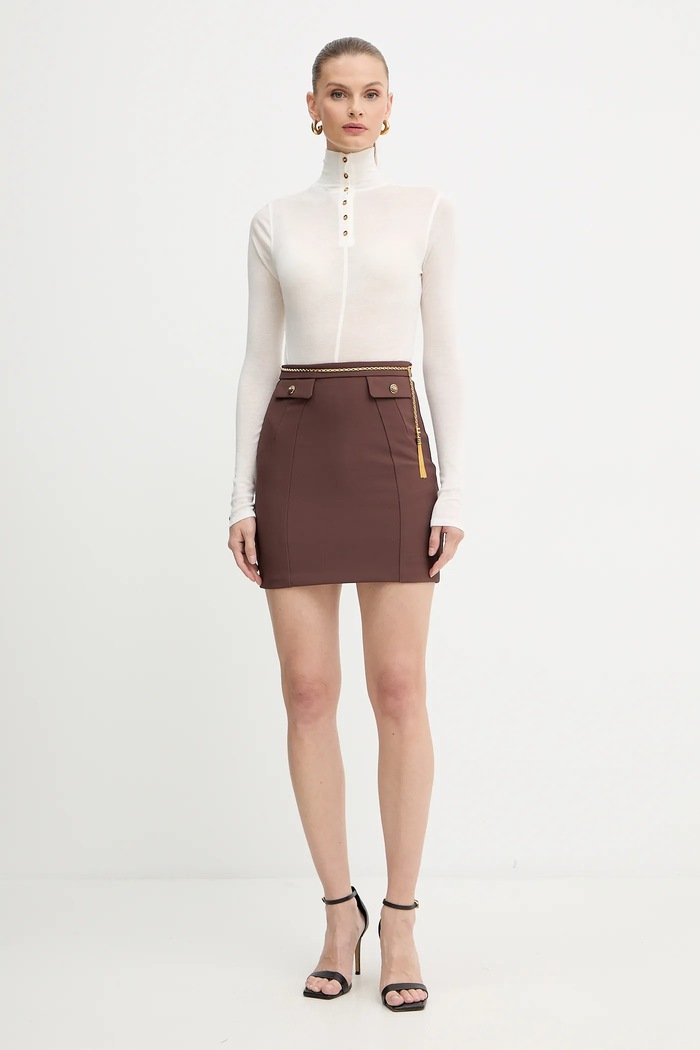 Sukňa Elisabetta Franchi GO14857E2 hnedá AW25