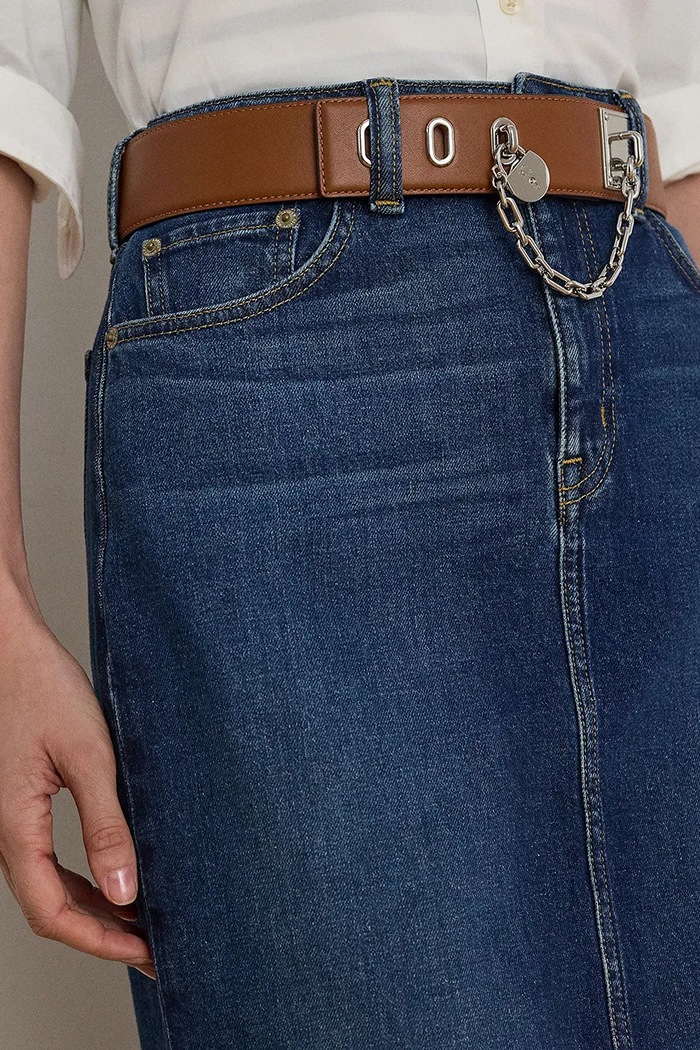 Rifľová sukňa Lauren Ralph Lauren tmavomodrá 200979973