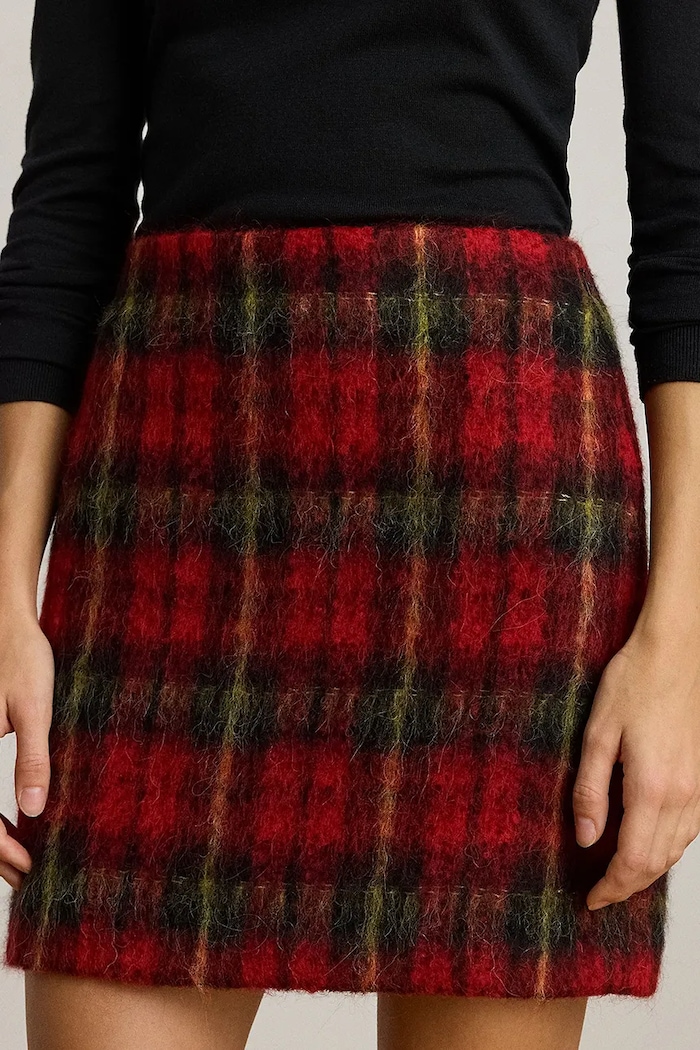 Sukňa s prímesou vlny Lauren Ralph Lauren červená 200P06912