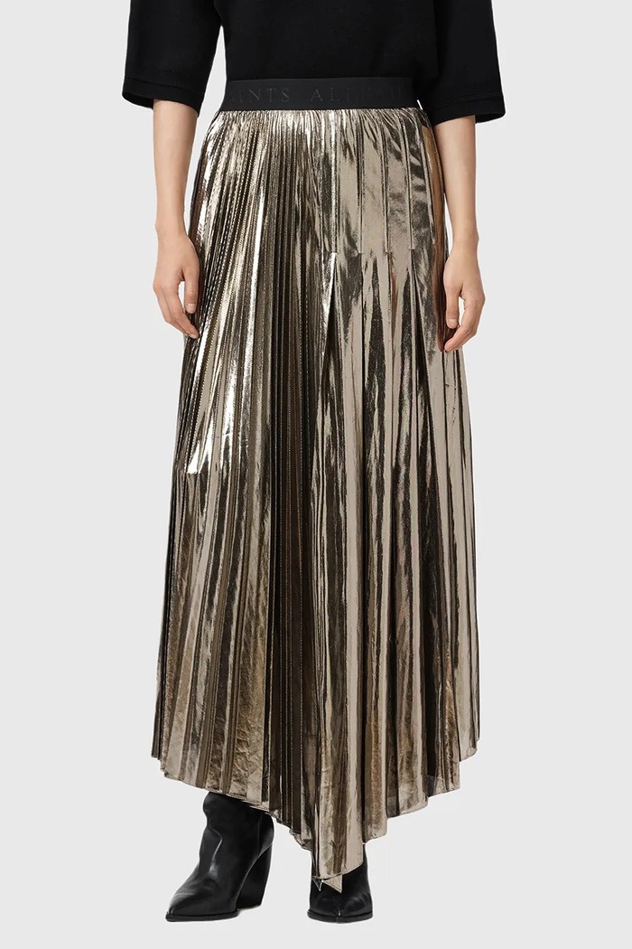 AllSaints fustă JAX W064RD aur AW25