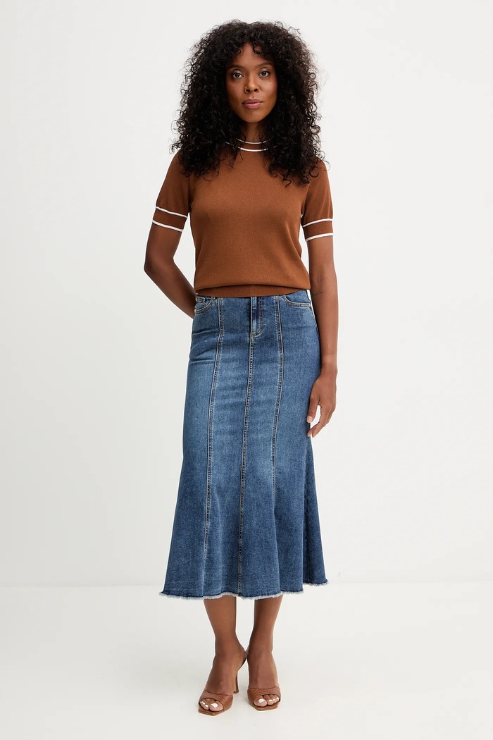 Morgan Fustă jeans JAFTER albastru AW25