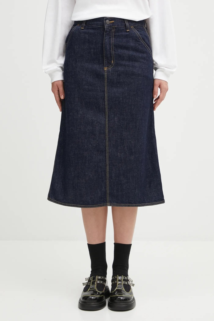 Джинсова спідниця Carhartt WIP W' Single Knee Skirt casual темно-синій I034224.102
