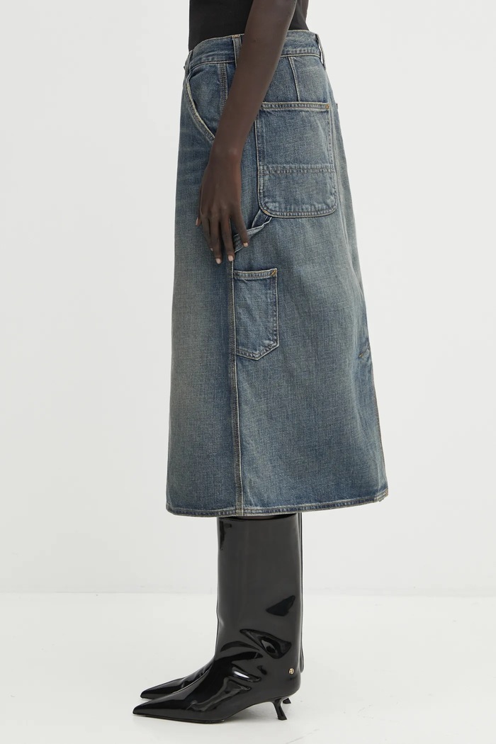Carhartt WIP spódnica bawełniana W' Single Knee Skirt I034224.014Q niebieski AW25