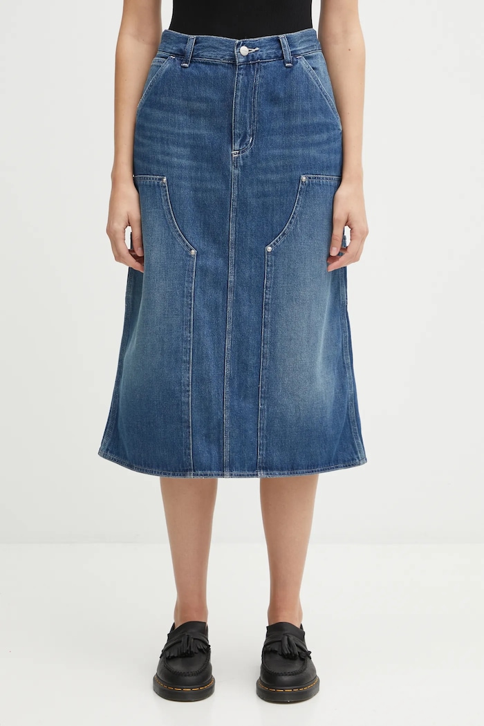 Traper suknja Carhartt WIP W' Double Knee Skirt pamuk plava I035880.014L