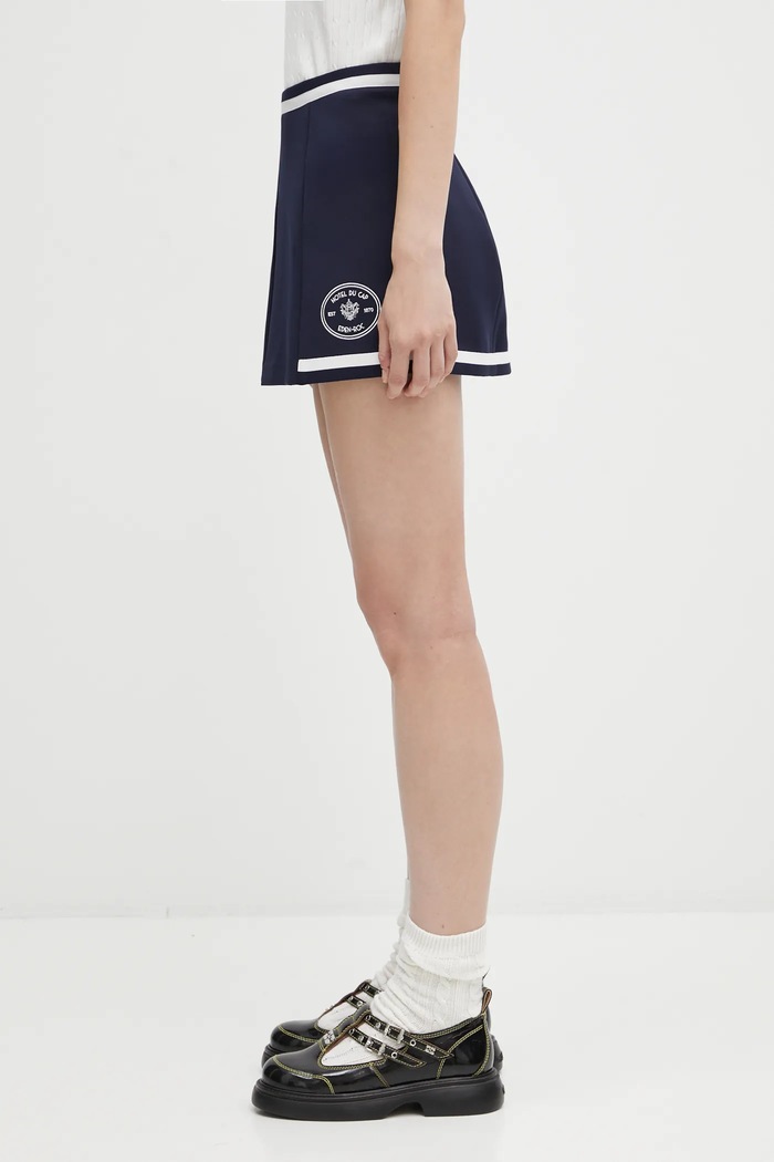 Sporty & Rich fustă Eden Crest Embroidered Mila SK01160666BL107 bleumarin AW25