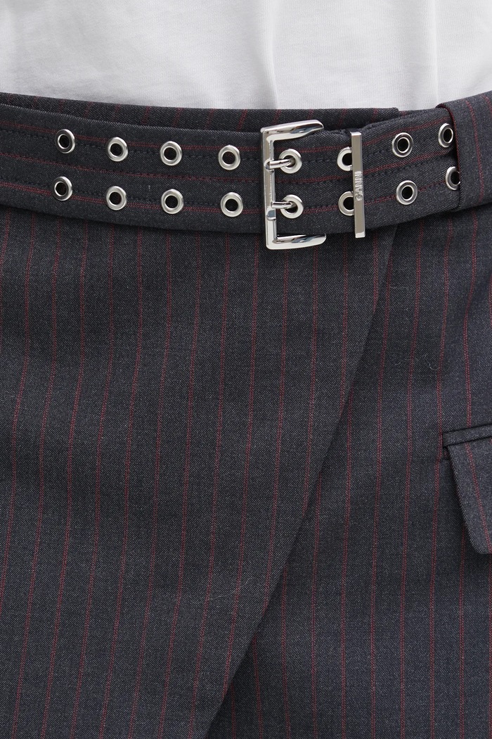 GANNI spódnica Stretch Stripe Tailoring szary W0711