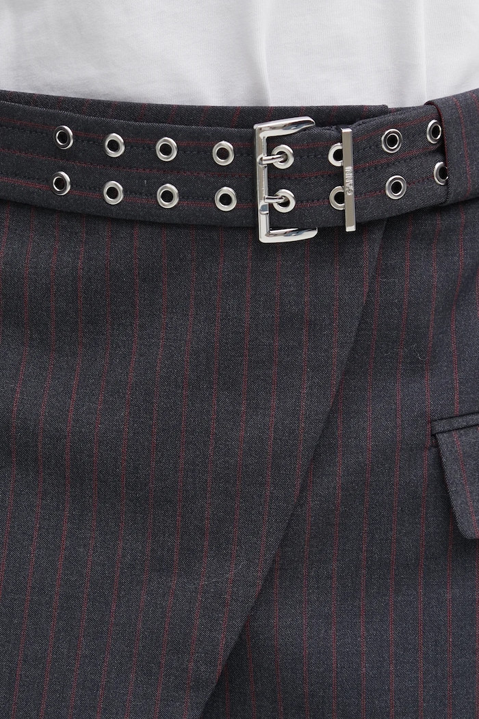 GANNI spódnica Stretch Stripe Tailoring szary W0711