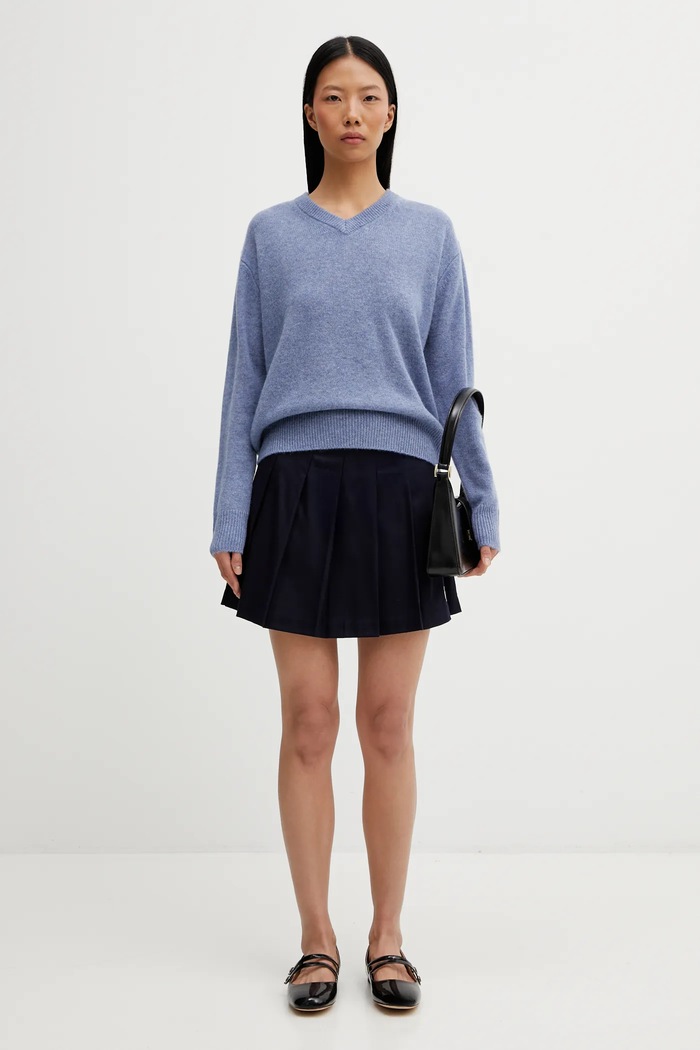 Sukňa s prímesou vlny Sporty & Rich SRC Wool School SK02266302BL106 tmavomodrá