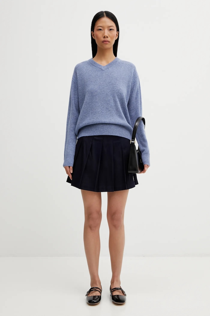 Sukňa s prímesou vlny Sporty & Rich SRC Wool School SK02266302BL106 tmavomodrá