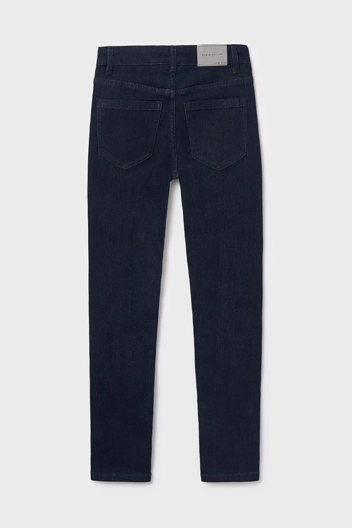 Băieți Mayoral jeans copii jeans slim fit basic 516.7A.Junior.9BYA bleumarin