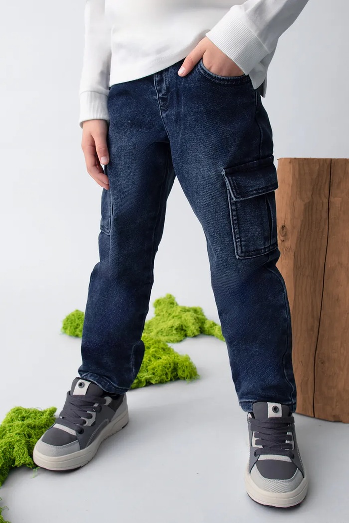 Otroške kavbojke Mayoral soft denim cargo Prijazno od planeta modra 4563.5D.Mini.9BYA