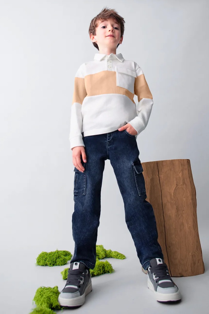 Otroške kavbojke Mayoral soft denim cargo 4563.5D.Mini.9BYA modra