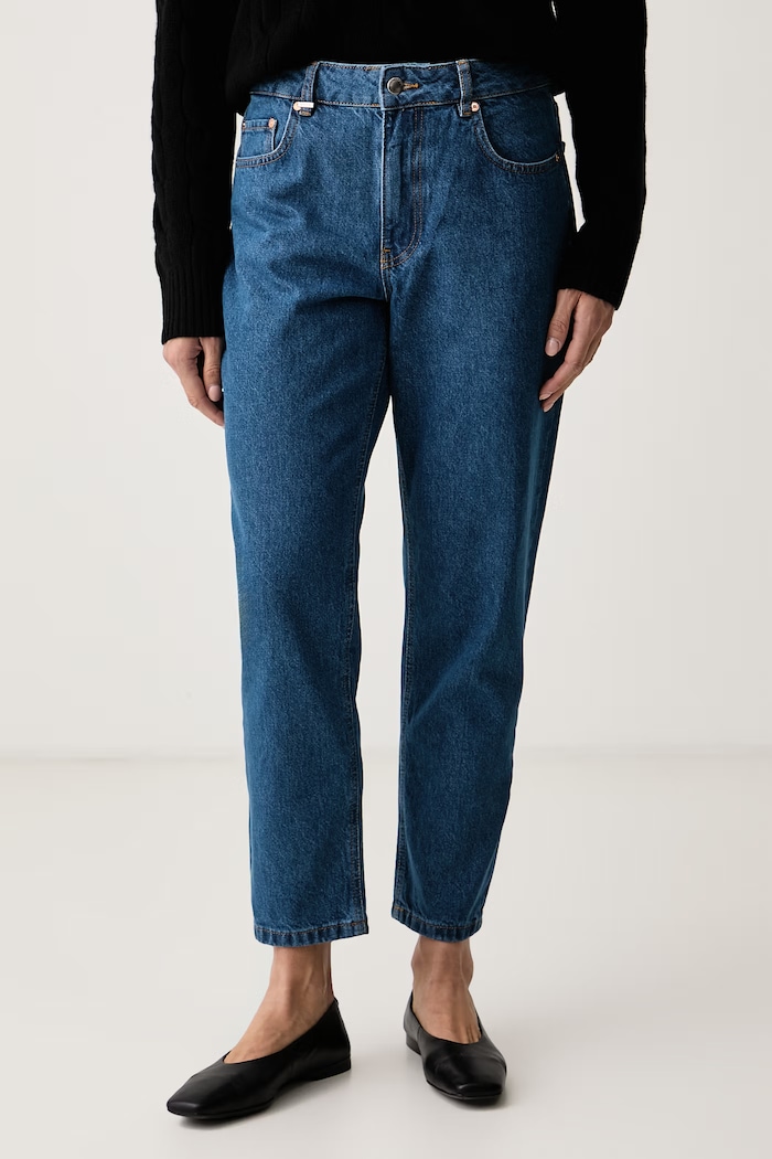 United Colors of Benetton Jeansy mom fit damskie niebieski 4OHWDF02Z