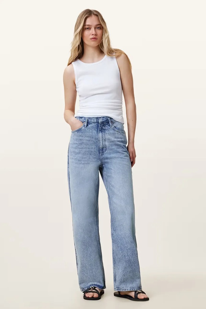 AllSaints blugi din bumbac BLAKE Planet friendly albastru W060EC