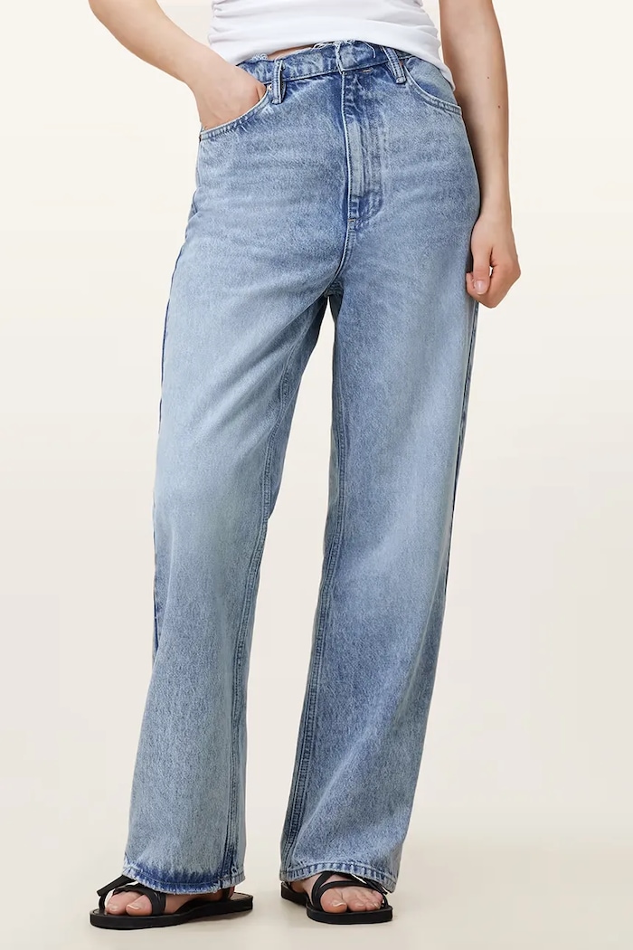 AllSaints blugi din bumbac BLAKE W060EC albastru AW25