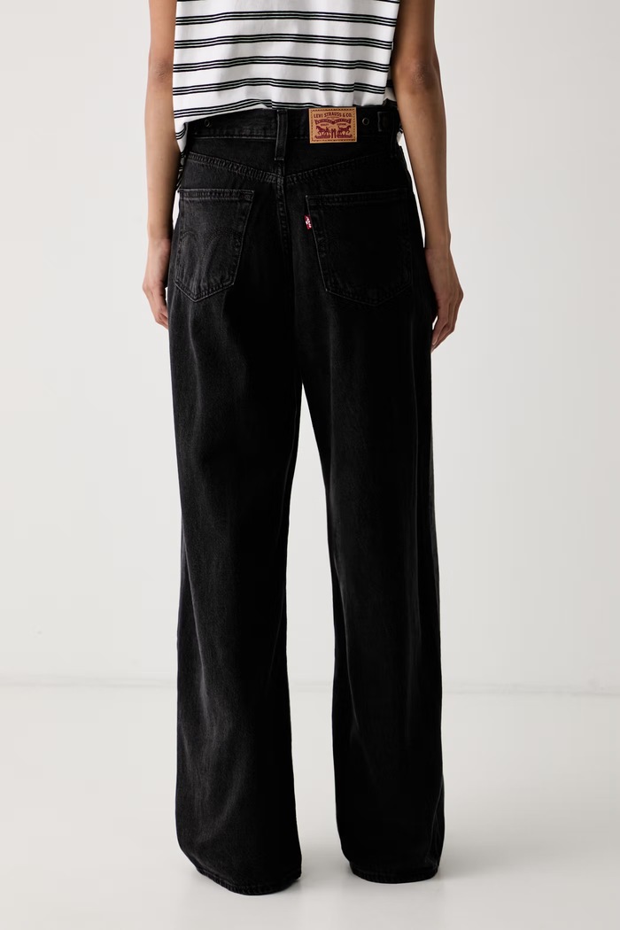Дрехи Levi's дънки relaxed fit дамски CINCH BAGGY 001UP черен