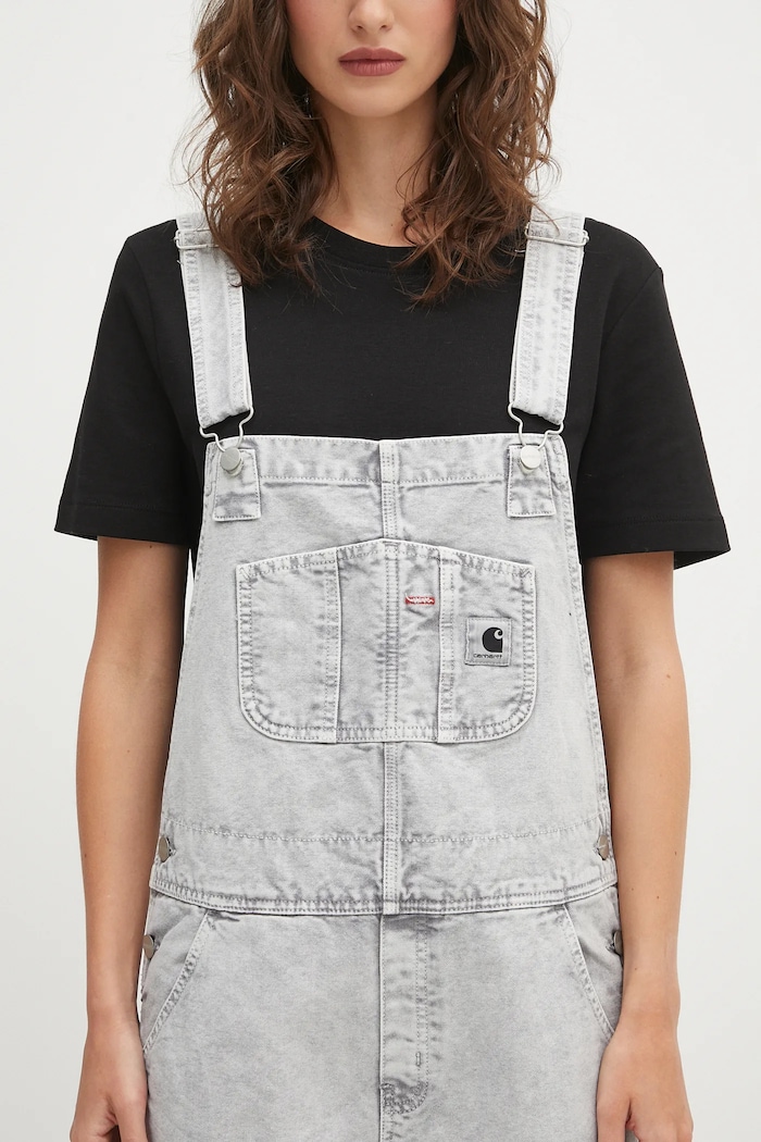 Carhartt WIP șalopete din denim W' Bib Overall Straight gri I035572.895F