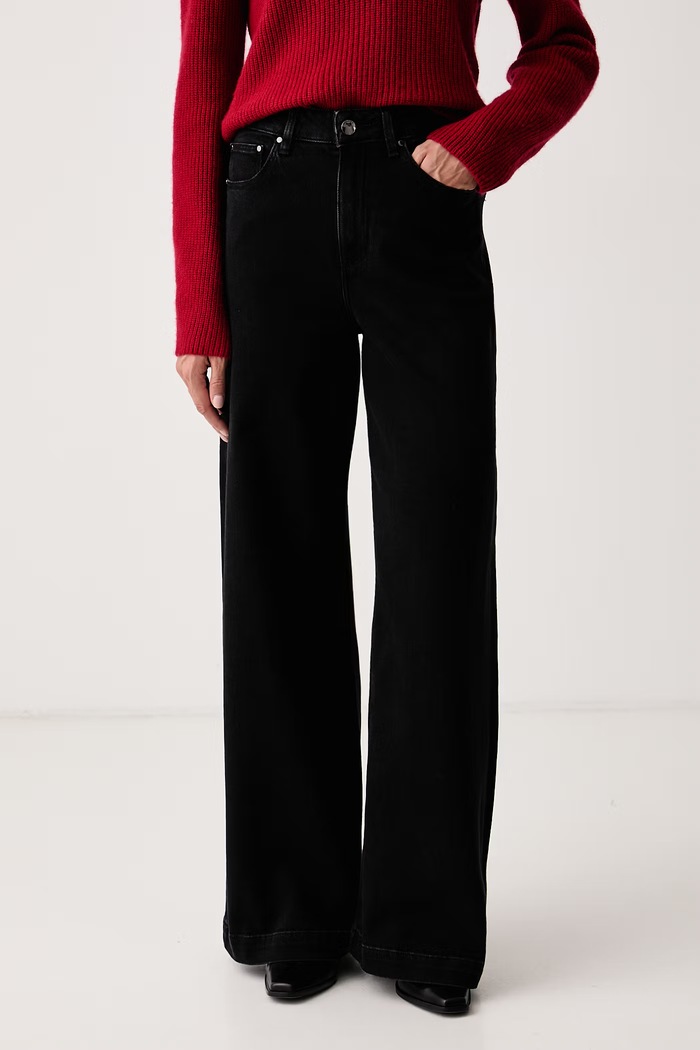 Guess Jeansy wide leg damskie czarny W5BA1C.D0711