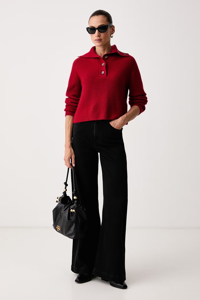 Guess Jeansy wide leg damskie W5BA1C.D0711 czarny AW25