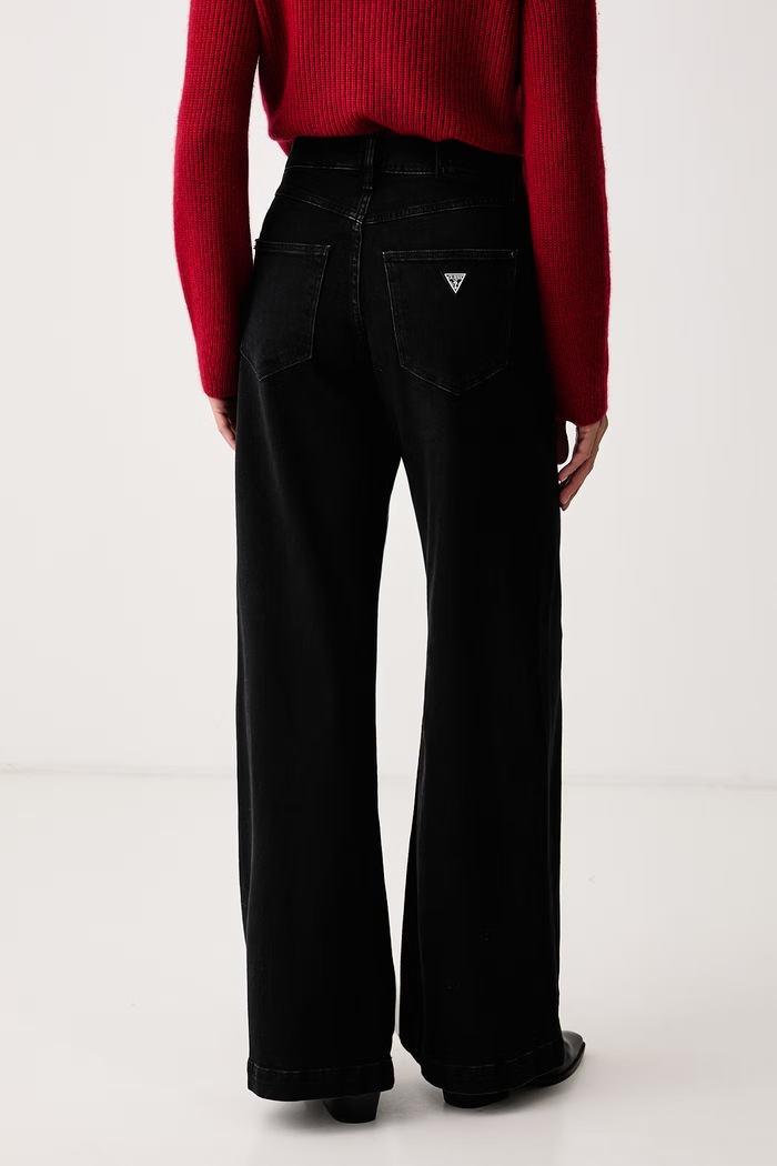 Odzież Guess Jeansy wide leg damskie W5BA1C.D0711 czarny