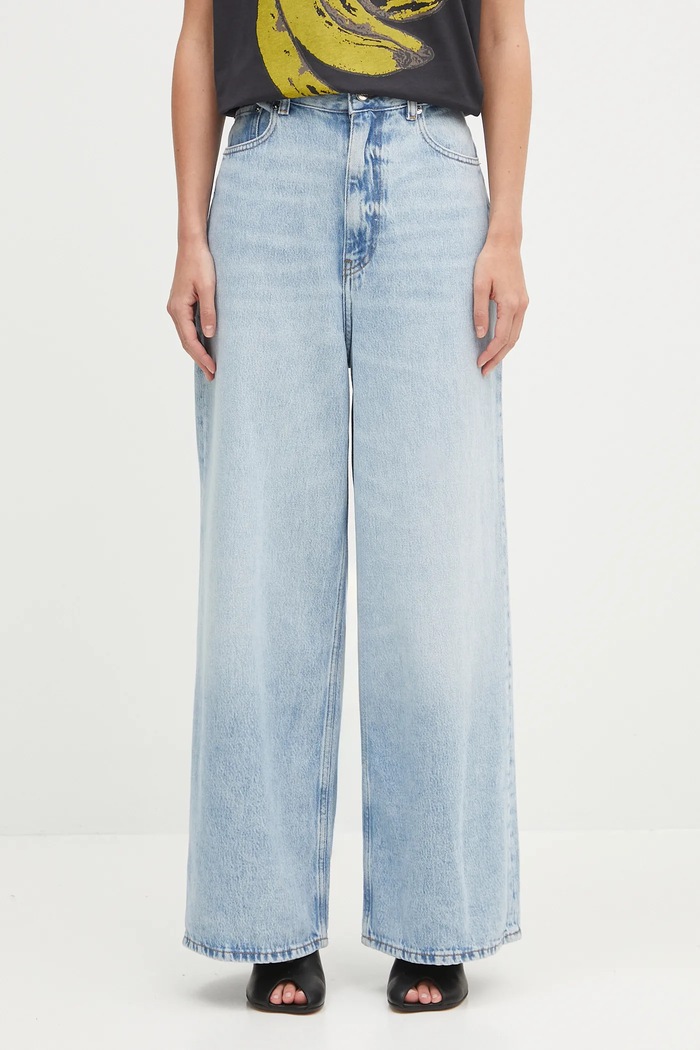 GANNI jeansy Soft Rigid Denim Baggy high niebieski J1743