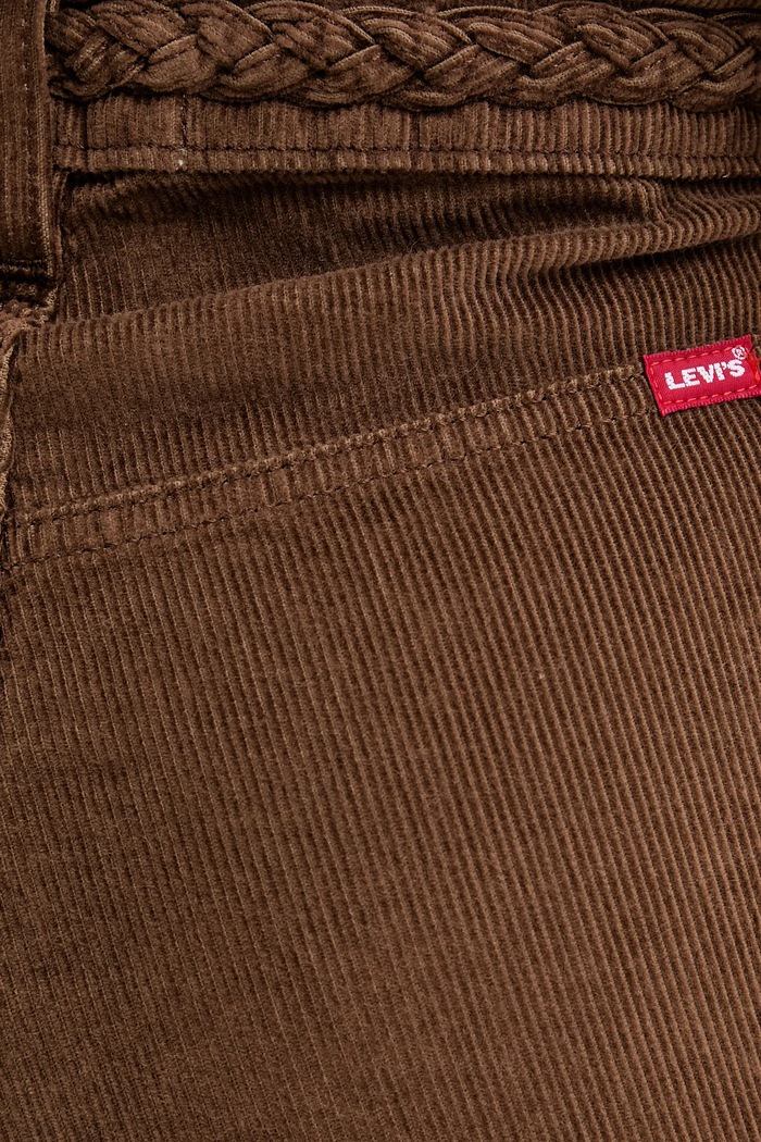 Levi's spodnie sztruksowe RIBCAGE WL BRAIDED brązowy 001US
