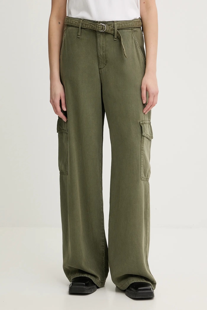 Levi's nadrág BAGGY DAD CARGO sima zöld 003IN.0004