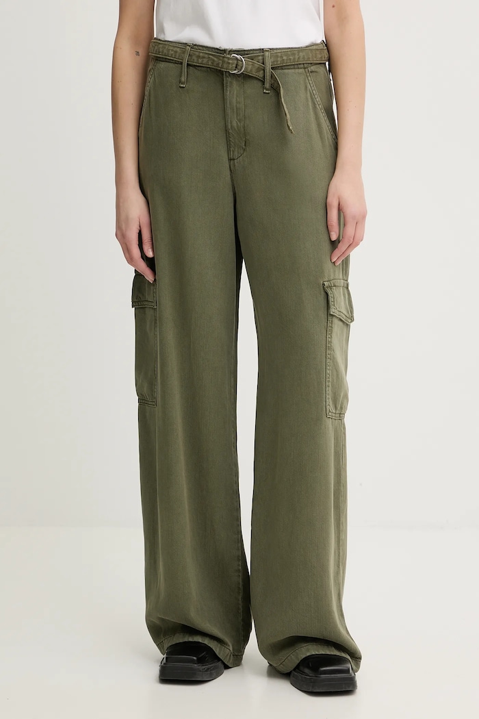 Levi's nadrág BAGGY DAD CARGO sima zöld 003IN.0004