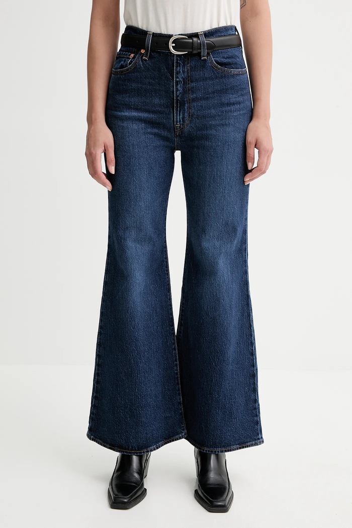 Levi's jeansy RIBCAGE BELLS granatowy A7503.0008